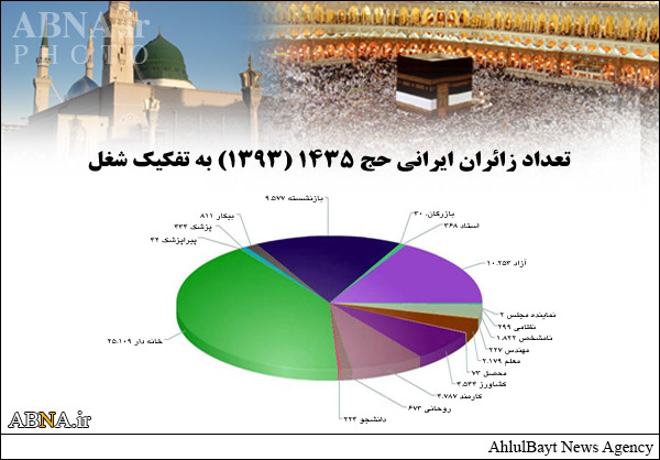 تعداد زائران حج به تفکیک شغل +نمودار