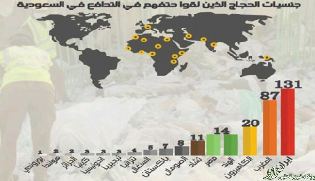 حجاج ایرانی 3درصد،کشته‌های‌ایرانی 20 درصد! +نمودار
