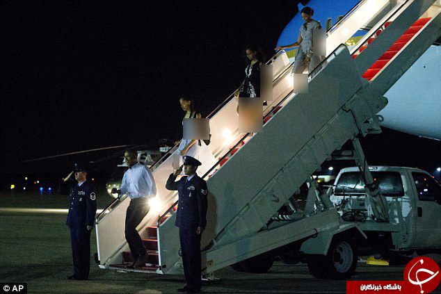 وقتی اوباما هواپیما را ترک نمی‌کند!+تصاویر