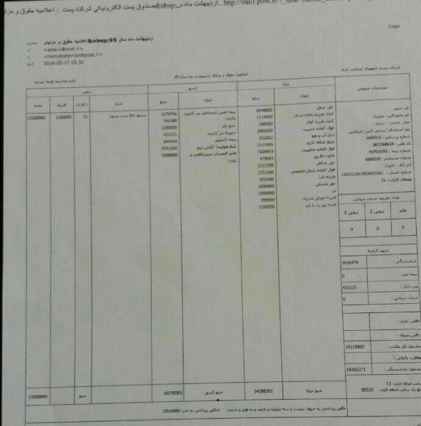 عکس/ فیش حقوقی عجیب یک مدیر کل!