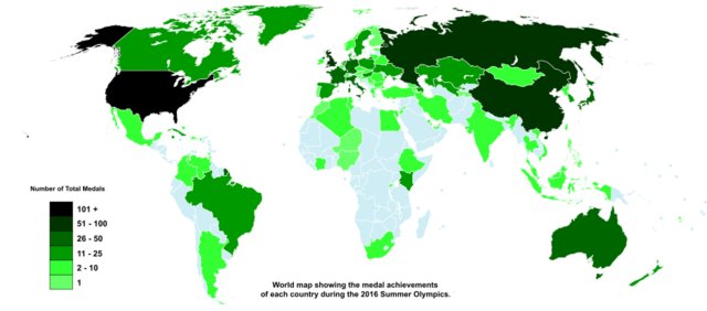 نقشه مدال‌آوری کشورها در المپیک +تصاویر