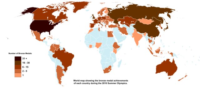 نقشه مدال‌آوری کشورها در المپیک +تصاویر