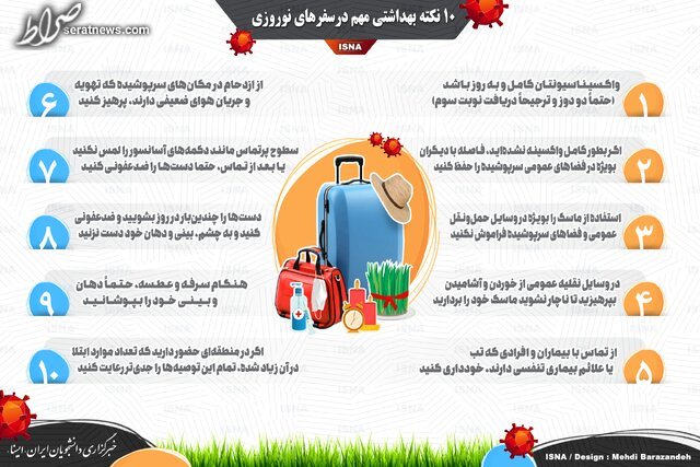 اینفوگرافیک / ۱۰ نکته بهداشتی مهم در سفر‌های نوروزی