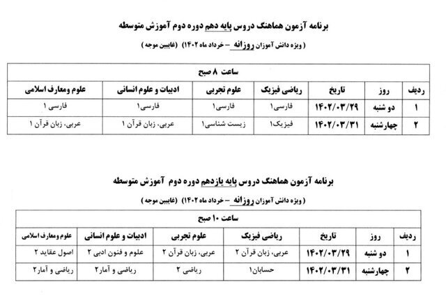 برگزاری امتحانات نهایی از ۳۱ اردیبهشت/ایجاد سابقه تحصیلی برای هنرستانی‌های داوطلب کنکور